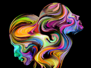 عکس با کیفیت نقاشی نیم رخ چهره مرد و زن